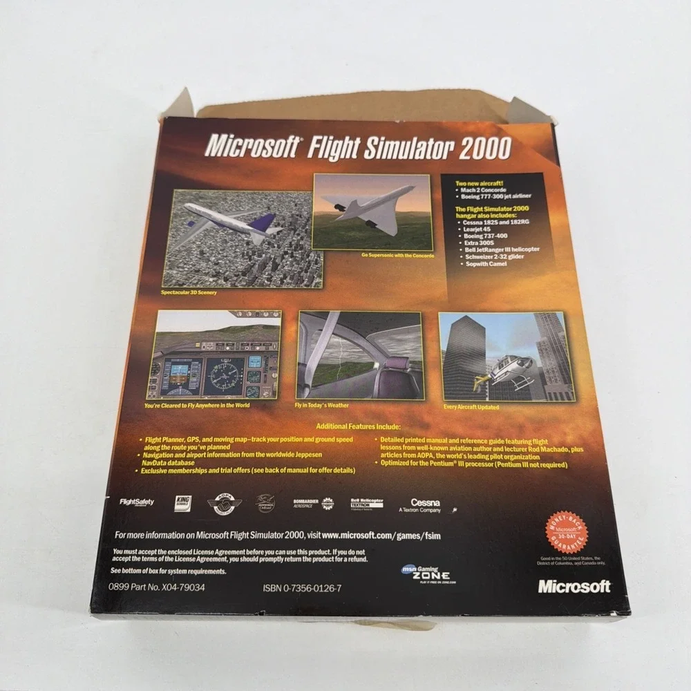 Microsoft Flight Simulator 2000 (PC, 1999) Open Box Includes Both Disks